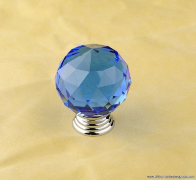 10pcs k9 crystal glass chrome cabinet cupboard door knob r6002(diameter:40mm, color:blue )