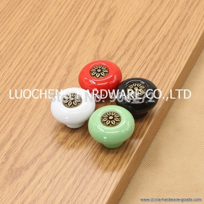 10pcs/lot 28mm colored ceramic knobs with different finish inner core for kids/ children cabinets cupboard knobs [Door knobs|pulls-936]