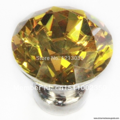10pcs yellow colorful 30mm diamond crystal glass pull handle cabinet drawer door knob