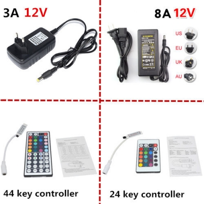 1pcs 24key / 44 key rgb ir remote controller dc12v 3a 8a power supply adapter for led strip light 5050 3528 3014 smd rgb [led-strip-power-adapter-6280]