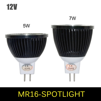 1pcs ultra bright newest tungsten steel casting body cob cree led spotlight lamp mr16 5w 7w dc 12v led bulb spot light