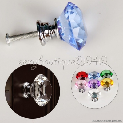 30mm diamond crystal glass cabinet knob cupboard drawer pull handle tool [Door knobs|pulls-588]