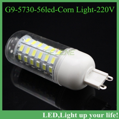 5pcs/lot smd 5730 g9 ac220v-240v 18w led bulb lamp 56leds warm white/white 5730 smd led corn bulb candle light,
