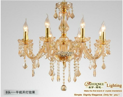 8 lamps home lighting amber crystal candle chandelier vintage lighting fixture for living room cristal lustre mds01