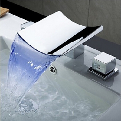 bathroom faucet led light waterfall dual handle cold sink mixer water tap torneira para pia banheiro grifo lavabo [deck-mounted-basin-faucets-2794]