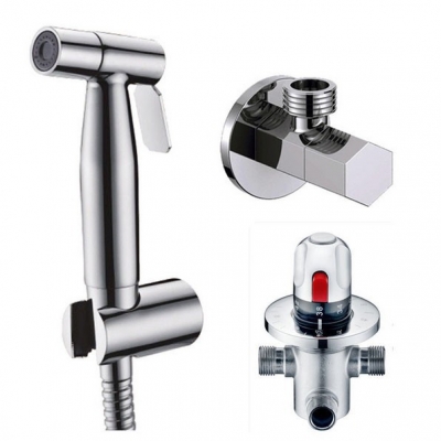 brass thermostatic bidet faucets mixers taps + brass hand held bidet shower sprayer + shower holder + shower hose k0516a [discount-items-3144]