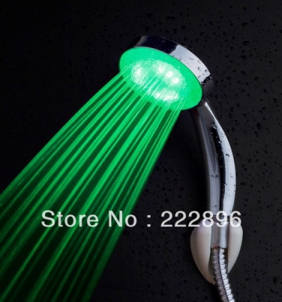 chrome rainbow color changing as time changing led shower heads lighting hand shower chuveirolam [shower-heads-8470]