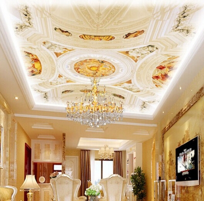 custom any size 3d wall ceiling murals wallpaper,european style top ceiling mural villa floor hall wall paper
