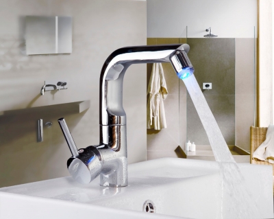 e-pak no need battery led colors changin 8043/7 deck mounted single handle chrome finishbathroom basin mixer tap faucet