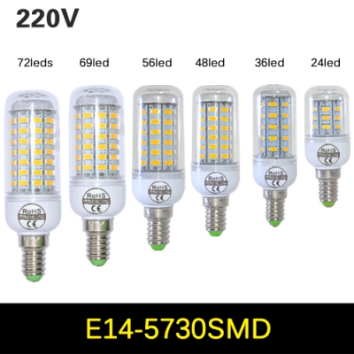 e27 e14 5730 led lamp 7w 12w 15w 20w 25w 30w 5730smd led corn bulb led pendant light lampada led 24-72leds for for home lighting [5730-72led-series-897]
