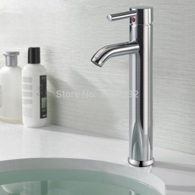 euro modern contemporary bathroom lavatory vanity vessel sink faucet tall,chrome/brushed nickel [kitchen-faucet-4066]