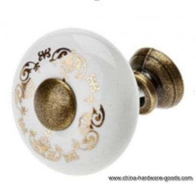 gold flower vine pattern retro ceramic cabinet cupboard drawer knob pull handles