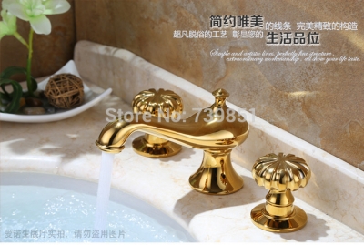 gold-plated traditional dual handlesdeck mounted and cold mixer bathroom faucet torneira banheiro torneiras copper basin tap [deck-mounted-basin-faucets-2985]