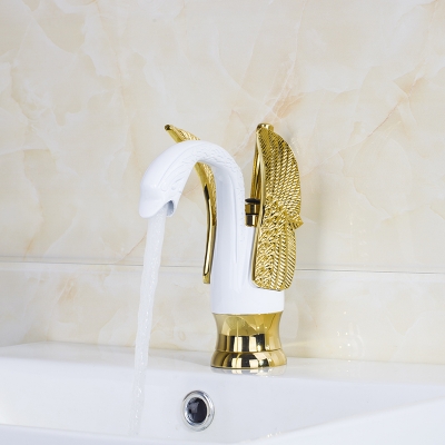 hans white and golden bathroom faucet and cold single handle basin faucet tap mixer torneira ceramic valve faucet tf9810b/1
