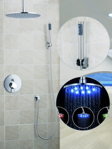 hello luxury 12" led brass chrome shower head bath shower banho de chuveiro set 50249-22c/00 wall mount rain shower set