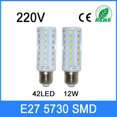 high power 12w led chandelier e27 corn bulb 5730 5630 smd pendant lights 42leds led lamps ac 220v led ceiling light 4pcs/lots [e27-led-bulbs-3207]