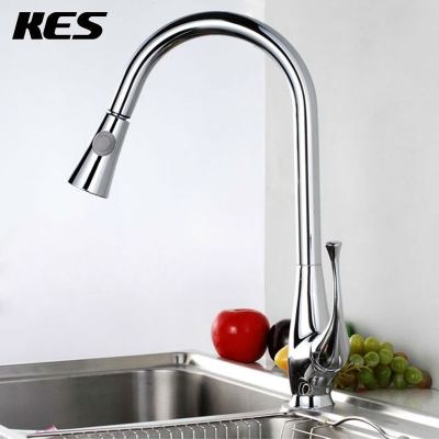 kes l697 classic single handle high arc pull down kitchen sink faucet with swivel spout and multifunctional spray nozzle, chrome [kitchen-faucet-4135]