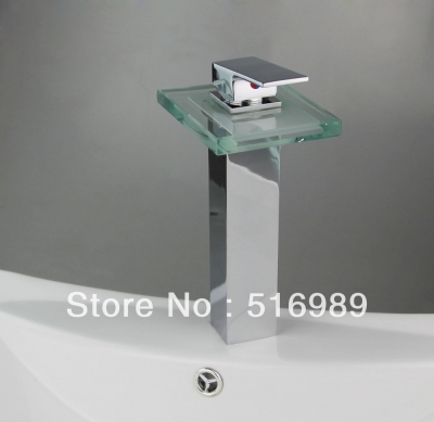 led great bathroom basin & kitchen sink waterfall chrome faucet cp 17 [glass-faucet-3669]