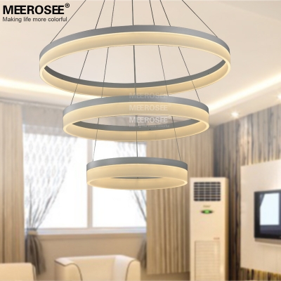 led round chandelier modern acrylic lamp light for dinning room new singular 3 rings restaurant led hanging light fixture