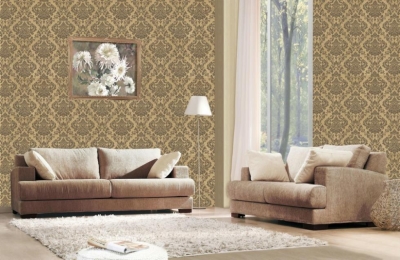 ls-8100 simple style white/cream/coffee flocking embossed textured lines wallpaper roll
