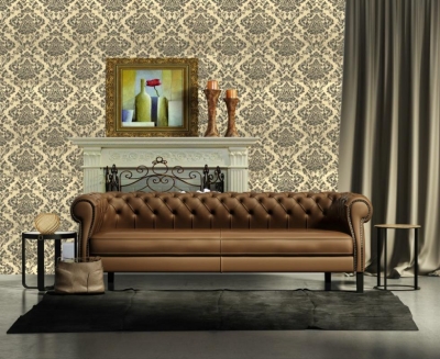 ls-8105 high-end 5m luxury non-woven flocking embossed textured wallpaper rolls,bathroom beding room [wallpaper-9247]