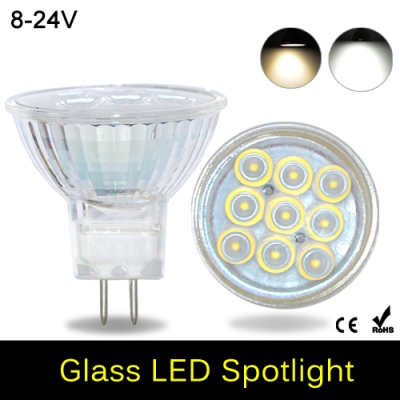 mr16 8-24v led spotlight 2835 9leds 12v glass body 120 degree lens lamp 3w spot light led bulb candle lighting 4pcs/lot