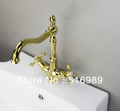 new brand durable handle golden polished bathroom kitchen swivel 360 tap faucet mixer tree99 [golden-3885]