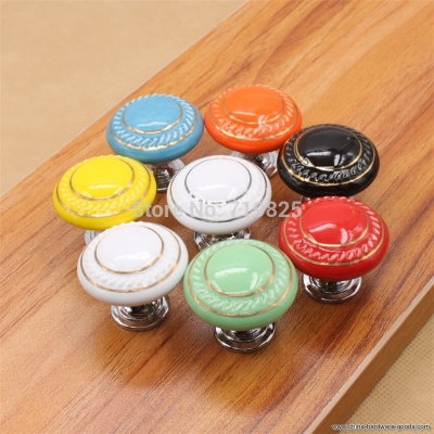 retro ceramic door knobs kitchen handles pull drawer cabinets cupboard knob single hole colorful furniture handle pulls 35mm