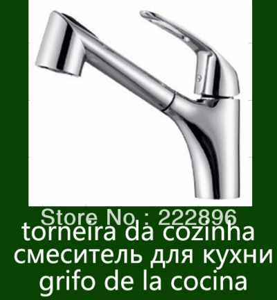 solid brass copper chrome kitchen sink pull out faucet mixers & cold water tap orneiras de parede para cozinha chrome cast [deck-mounted-kitchen-faucets-3110]