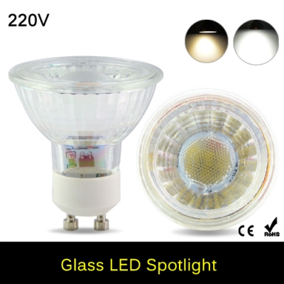 super bright gu10 led spotlight 220v 3w 9leds 2835 smd spot light glass body cob led lamp light gu 10 lampada led [led-spotlight-6098]