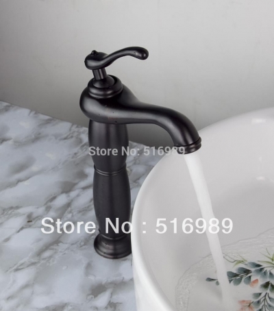 tall black oil rubbed deck mount single handle bathroom basin sink faucet mixer tap vessel faucets in9