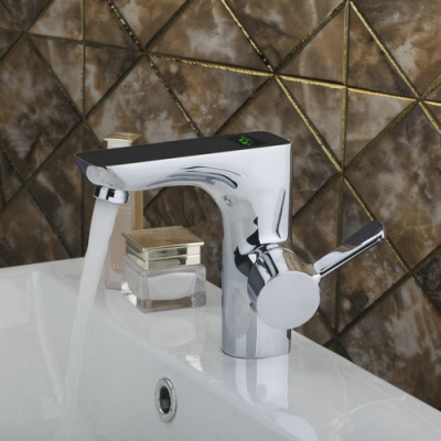 unique designer single hole black digital display bathroom chrome brass 97123 deck mounted sink basin torneira tap mixer faucet [bathroom-mixer-faucet-2014]
