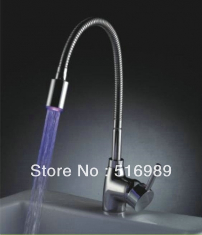water powered led bathroom sink faucet basin mixer tap polished chrome y-100 [kitchen-led-4249]