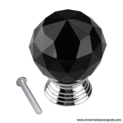 whole black crystal glass cabinet drawer door knobs handles 30mm,in stock [Door knobs|pulls-2727]