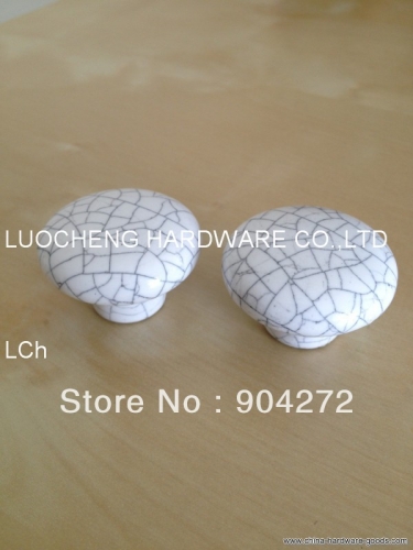 10 pcs/lot 38mm crackle white ceramic knob ceramic handles cabinet knob door knobs zinc knobs
