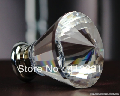 10pcs 40mm diamond pull handle crystal glass cabinet knob cupboard drawer door wardrobe doorknob