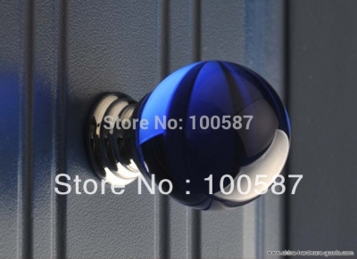 10pcs/lot kitchen cabient door knob blue crystal (d: 30mm) [Door knobs|pulls-2654]