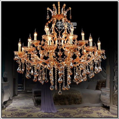 18 lightholder chandelir crystal beads modern chandelier amber lighting fixture glass cristal lustre for dining living room [maria-theresa-chandeliers-6625]
