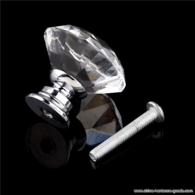 1pack/ 10pcs crystal glass 30mm diamond shape knob cupboard drawer pull handle [Door knobs|pulls-1797]