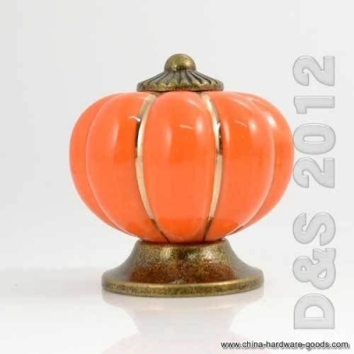2015 pretty style orange ceramic pumpkin kitchen cupboard door drawer pull knob handle room decor [Door knobs|pulls-2399]
