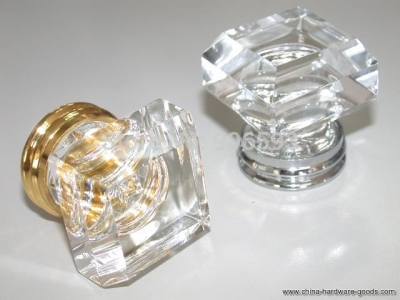 20pcs/lot 33mm clear square crystal knob on a gold brass base