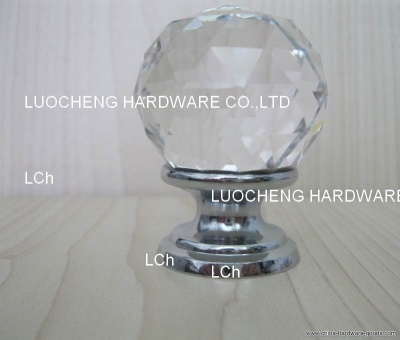 24 pcs/lot 40mm clear crystal cabinet knob on a chrome brass base