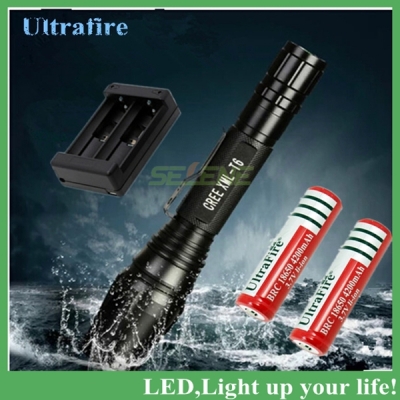 2x18650 4000mah battery+2000lm cree xm-l t6 tactical flashlight zoom led flashlight torch 5 mode + charger [flashlight-3223]
