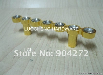 30pcs/ lot 110 mm clear crystal handle with aluminium alloy gold metal part