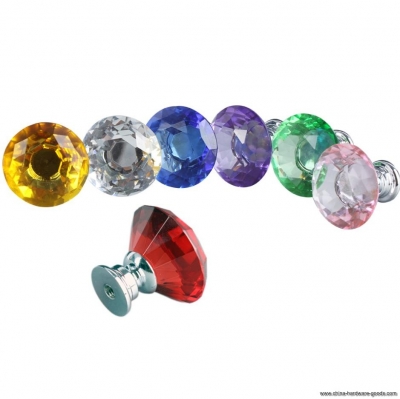 7 colors retail wholes 30mm shiny crystal glass furniture door handles cabinets knobs bathroom lever handles