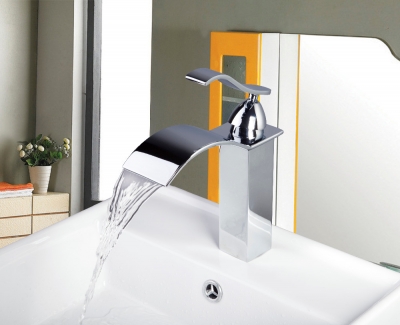 8256-1 construction & real estate single hole deck mounted polished chrome bathroom basin mixer sink tap waterfall faucets [waterfall-spout-faucet-9444]
