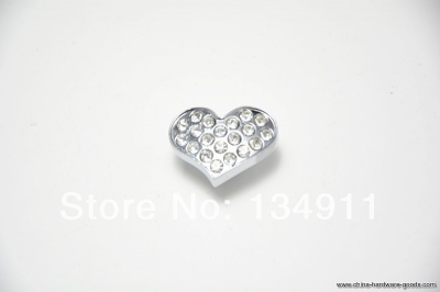 8pcs heart shape diamond crystal kids cartoon kitchen pulls cabinet drawer lovely knobs handles