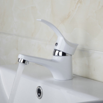 and cold mixer tap solid brass basin faucet chrome white painting bathroom faucet ds-92274 [bathroom-mixer-faucet-1803]