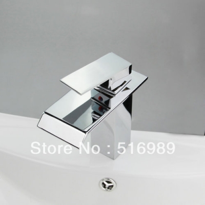 basin sink faucet bathroom waterfall spout mixer polished chrome bath nb-033