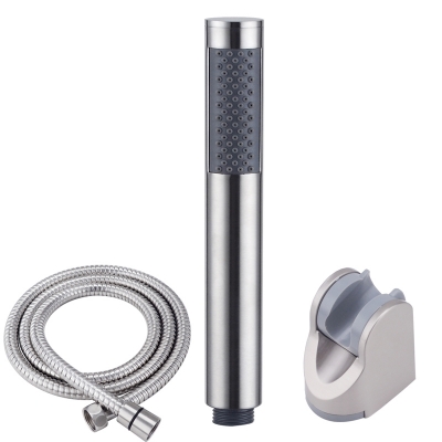 bathroom handheld shower head with extra long hose and bracket holder brushed stainless steel